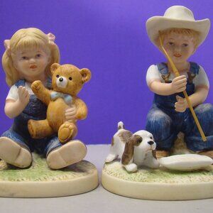 "AFTER CHORES" VNTG Retired Denim Days HomCo #1504 Pair Home Interiors